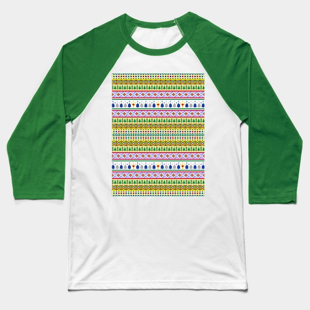 Christmas Motif Pattern Baseball T-Shirt by Aqua Juan